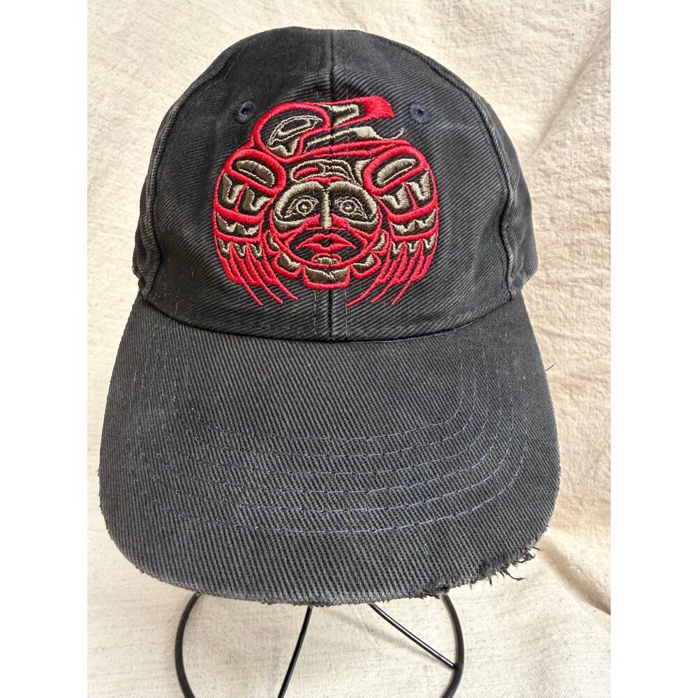 Native Northwest Eagle Hat Black Red Embroidered Adjustable Strapback Cap
